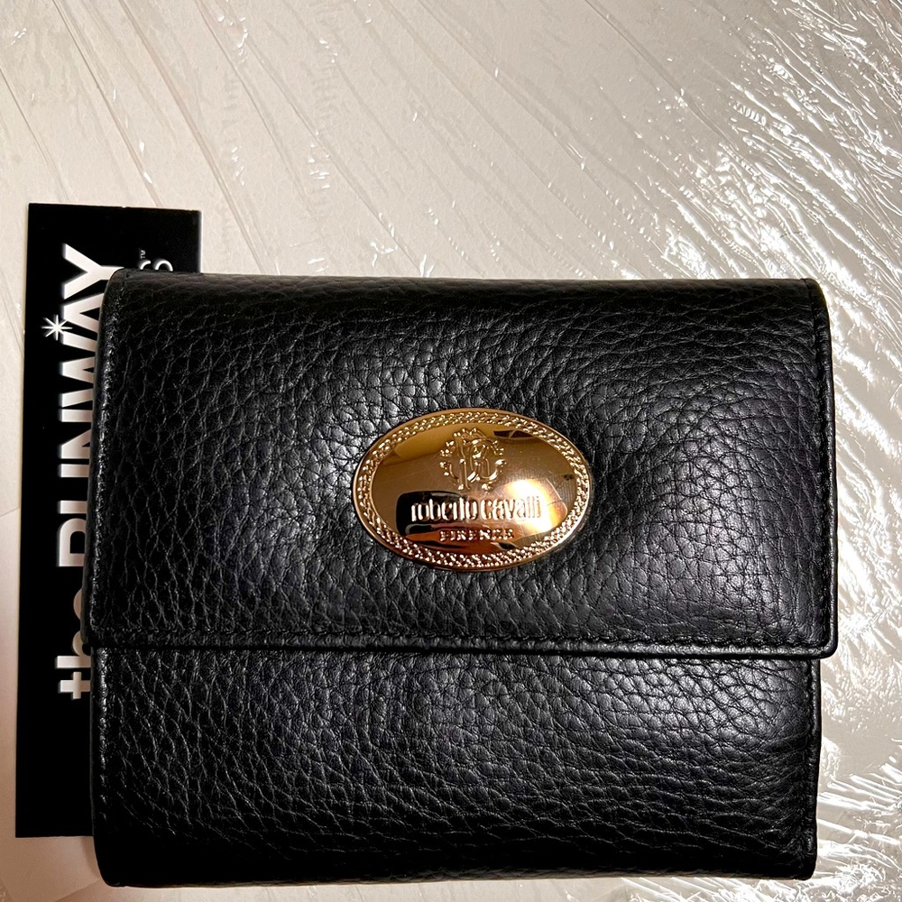 Brand new black leather Roberto cavalli wallet